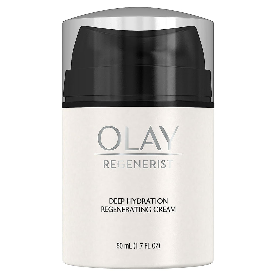 Olay Regenerist front jar showing packaging and moisturizing benefit
