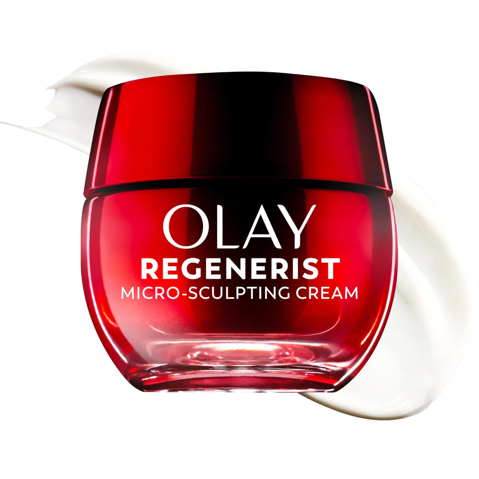 Olay red jar front view showing packaging and immediate hydration benefits