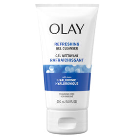 Olay front packaging showing cleanser and branding for clear identification