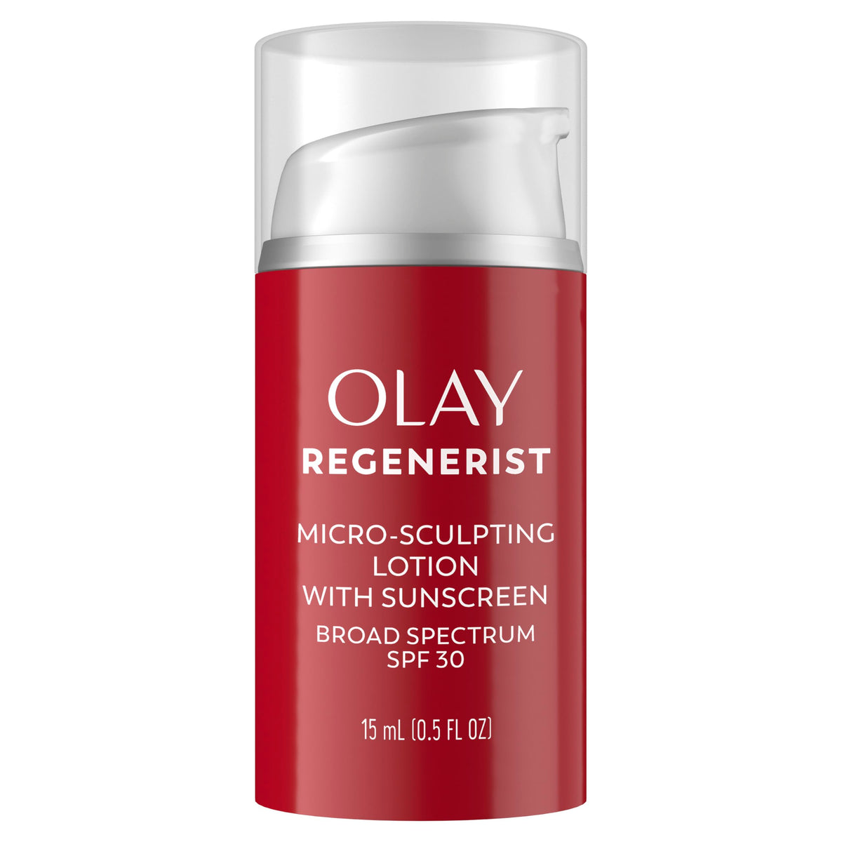 Olay front packaging showing travel-size SPF 30 and skincare benefits