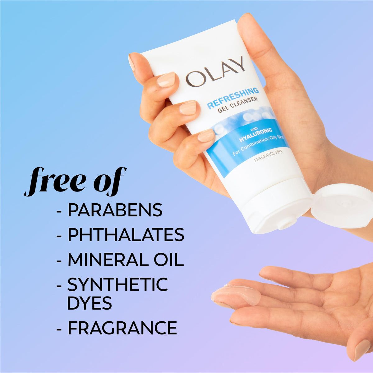 Olay bottle on bathroom vanity styled with towels showcasing daily routine integration