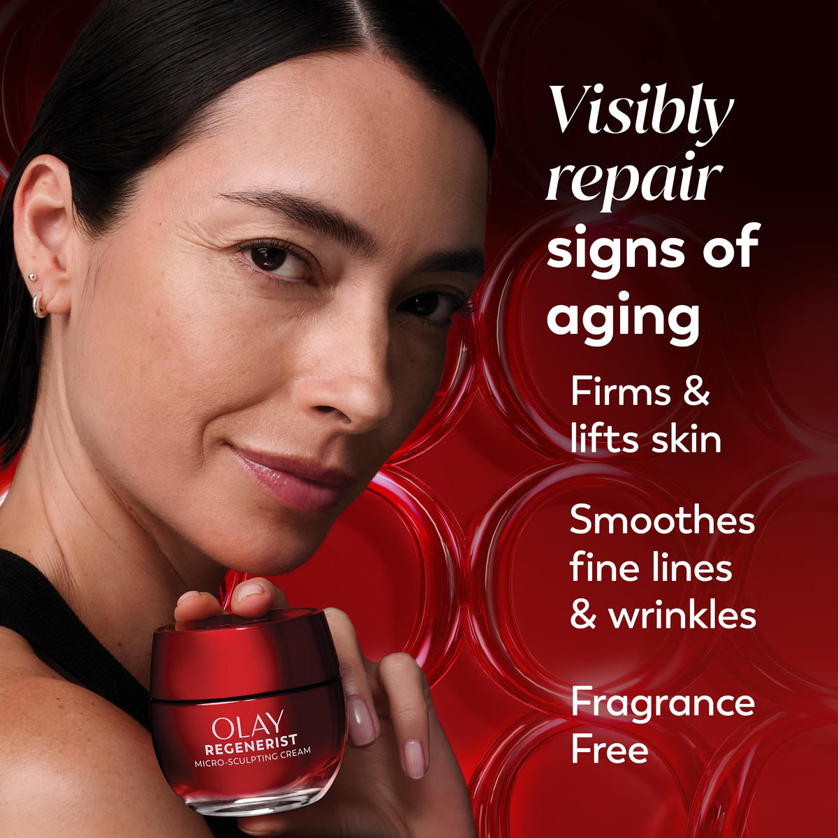 Olay Regenerist close-up of ingredients highlighting peptides and niacinamide benefits