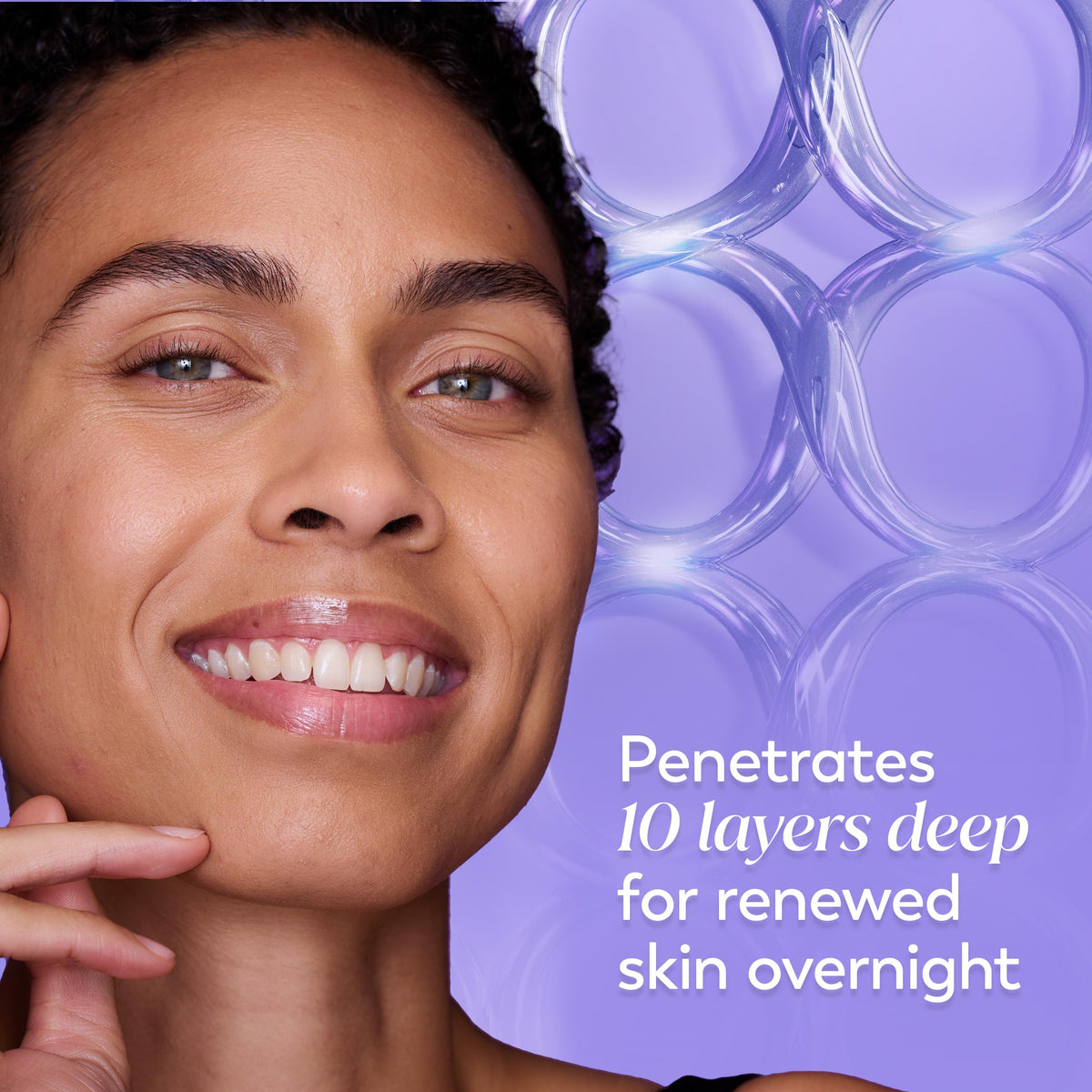 Olay label close-up displaying niacinamide and pro-vitamin B5 benefits