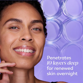 Olay label close-up displaying niacinamide and pro-vitamin B5 benefits