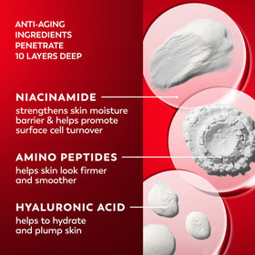 Olay Regenerist label close-up emphasizing active peptides and formulation benefits