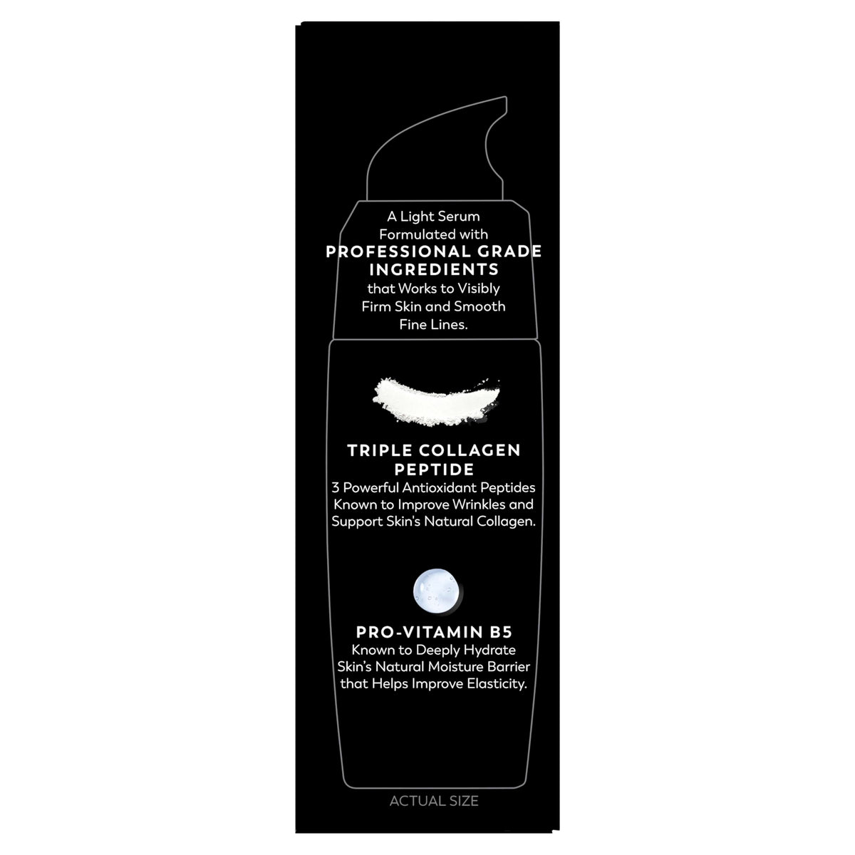 Label close-up displaying Olay ingredients and Amino-Peptide Complex info