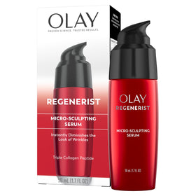 Olay placed on bathroom shelf in lifestyle setting for daily routine
