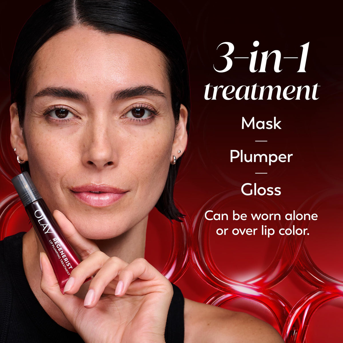Olay Regenerist metal applicator close-up smoothing product, precise cooling application benefit