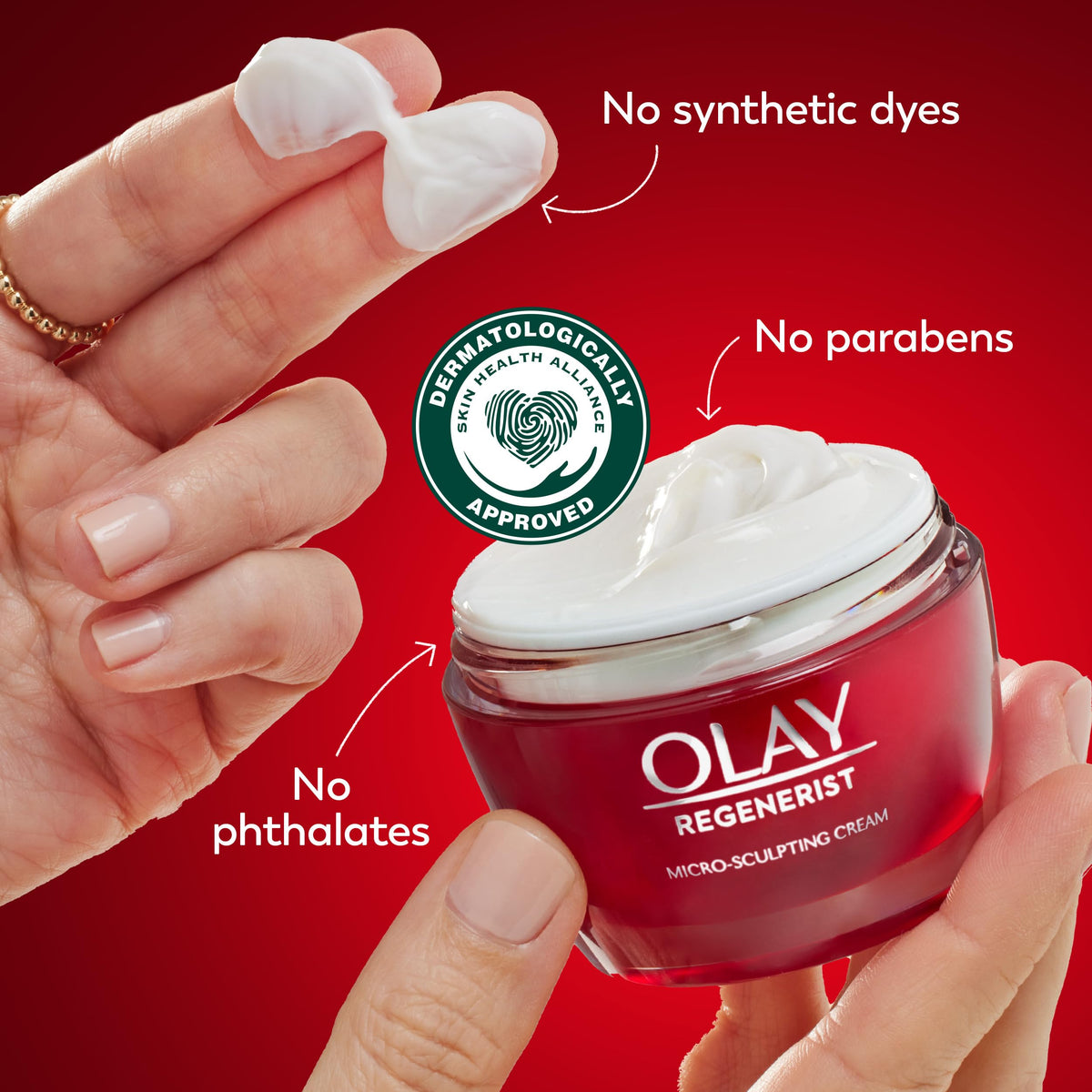 Olay Regenerist on nightstand by pillow illustrating nighttime hydration ritual