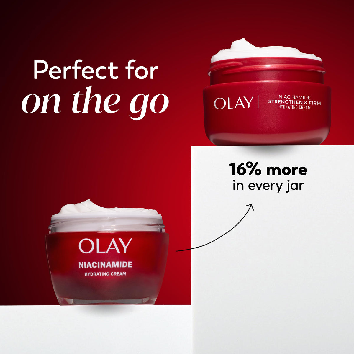 Olay open jar close-up of cream texture for quick absorption benefit