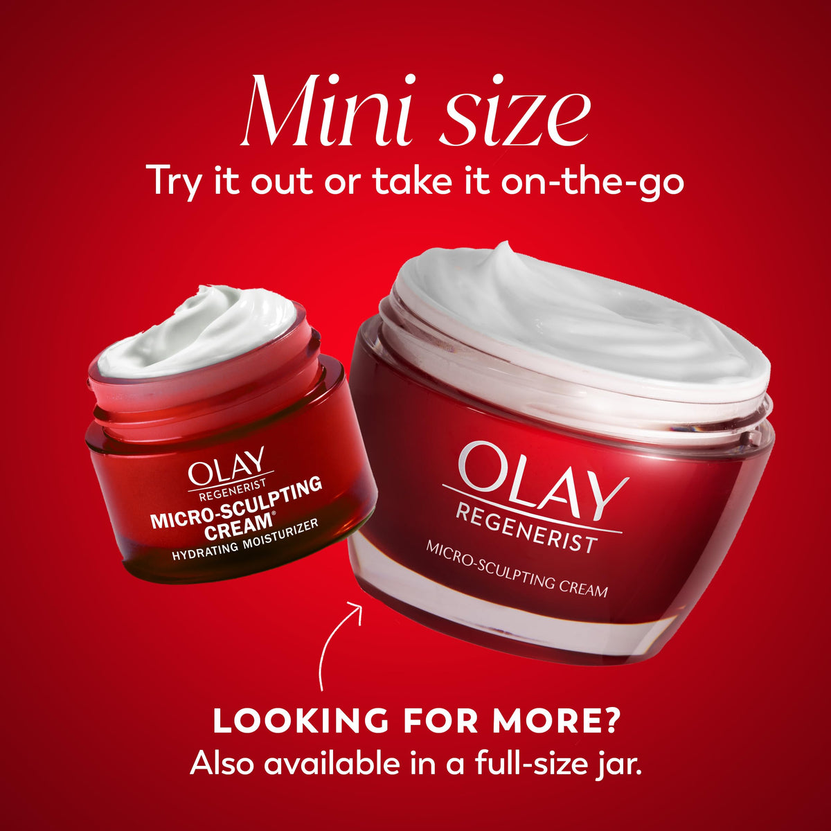 Olay Regenerist open jar revealing rich cream and easy scoop application benefit