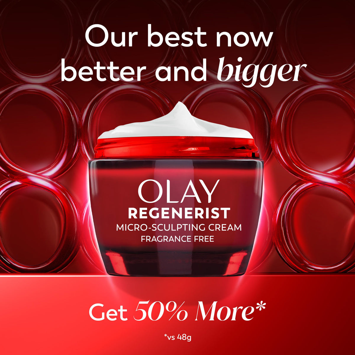Olay open jar cream texture close-up demonstrating rich, hydrating consistency