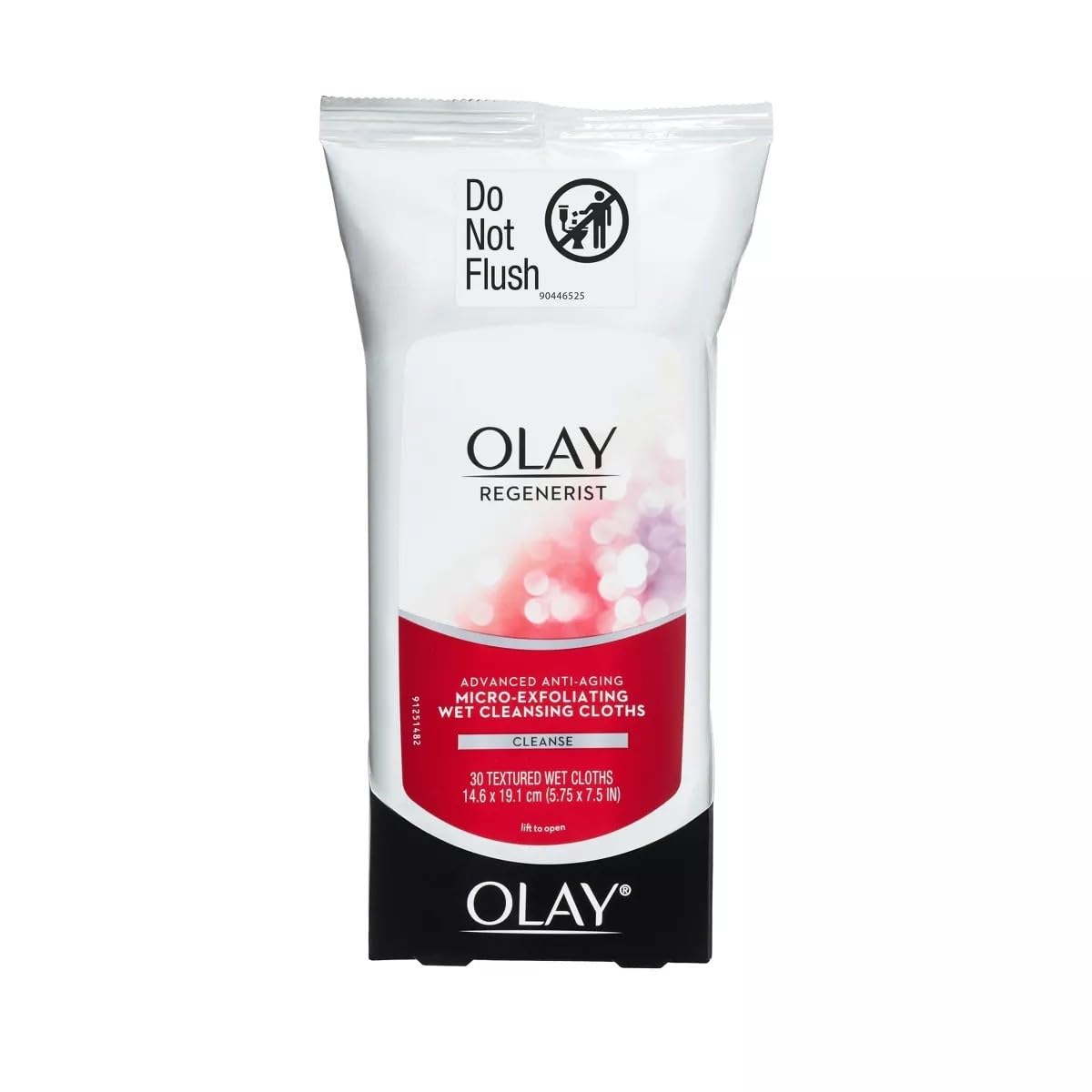 Olay Regenerist tub front view showing 30-count packaging and benefits