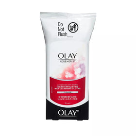 Olay Regenerist tub front view showing 30-count packaging and benefits