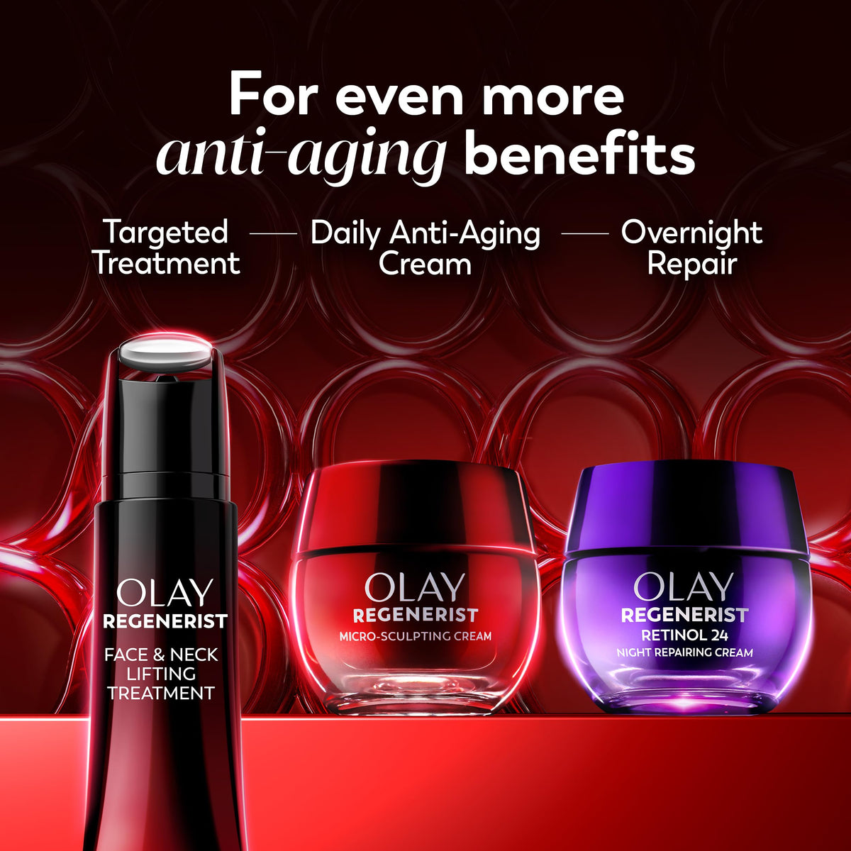 Olay Regenerist retail packaging and box emphasizing product information and branding