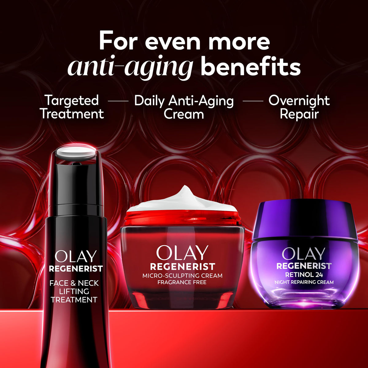 Olay product label close-up displaying fragrance-free claim and ingredient highlights