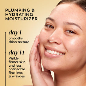 Olay ingredient layout highlighting collagen peptide and niacinamide benefits