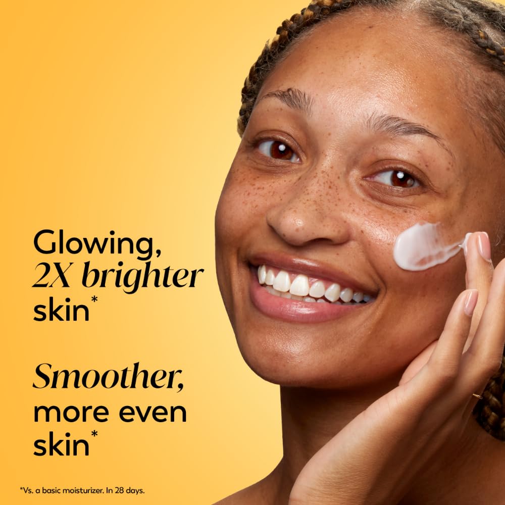 Olay product with Vitamin C and niacinamide ingredients highlighting brightening support