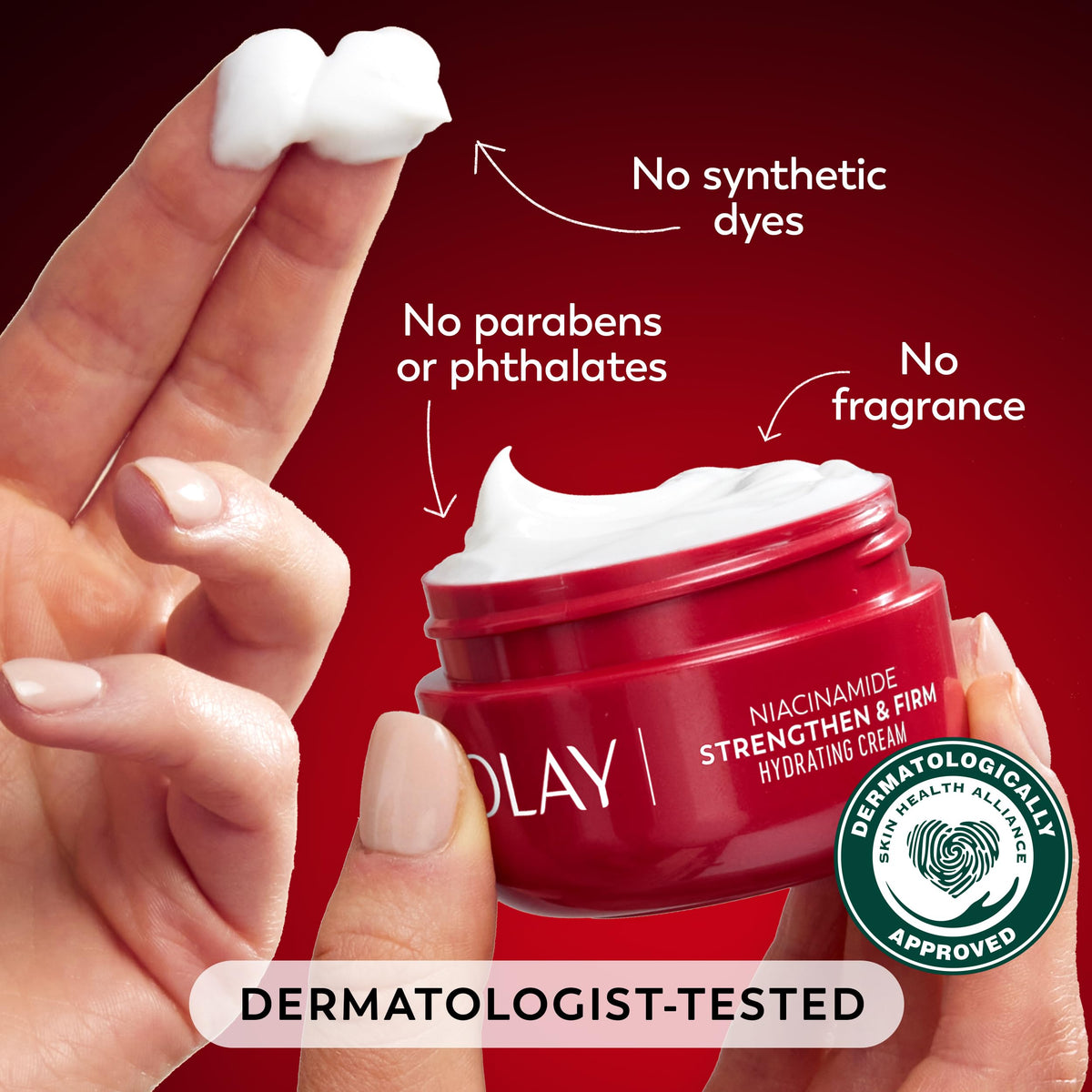 Olay jar beside coin showing 2 oz size for scale and travel convenience