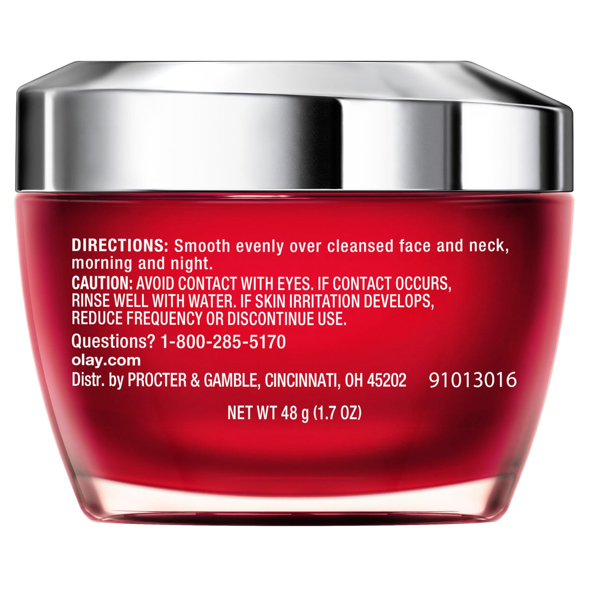Side-by-side skin texture close-up showing Olay visible smoothing benefits