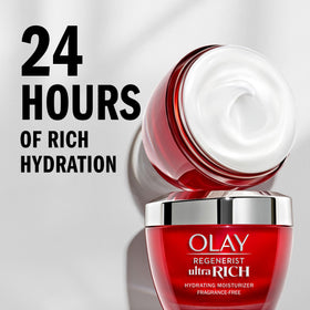 Olay cream close-up texture revealing rich consistency for deep hydration