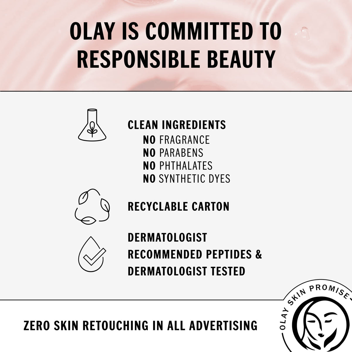 Olay Regenerist Whip ingredient focus on peptides conveying firming and hydration