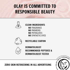 Olay Regenerist Whip ingredient focus on peptides conveying firming and hydration