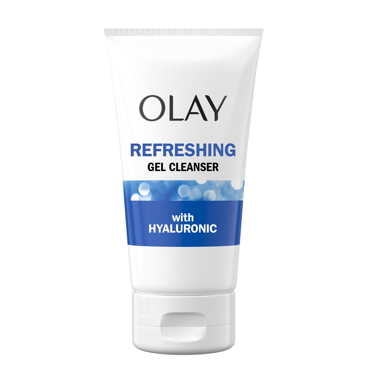 Olay cleanser next to serum and moisturizer showing layering in skincare routine