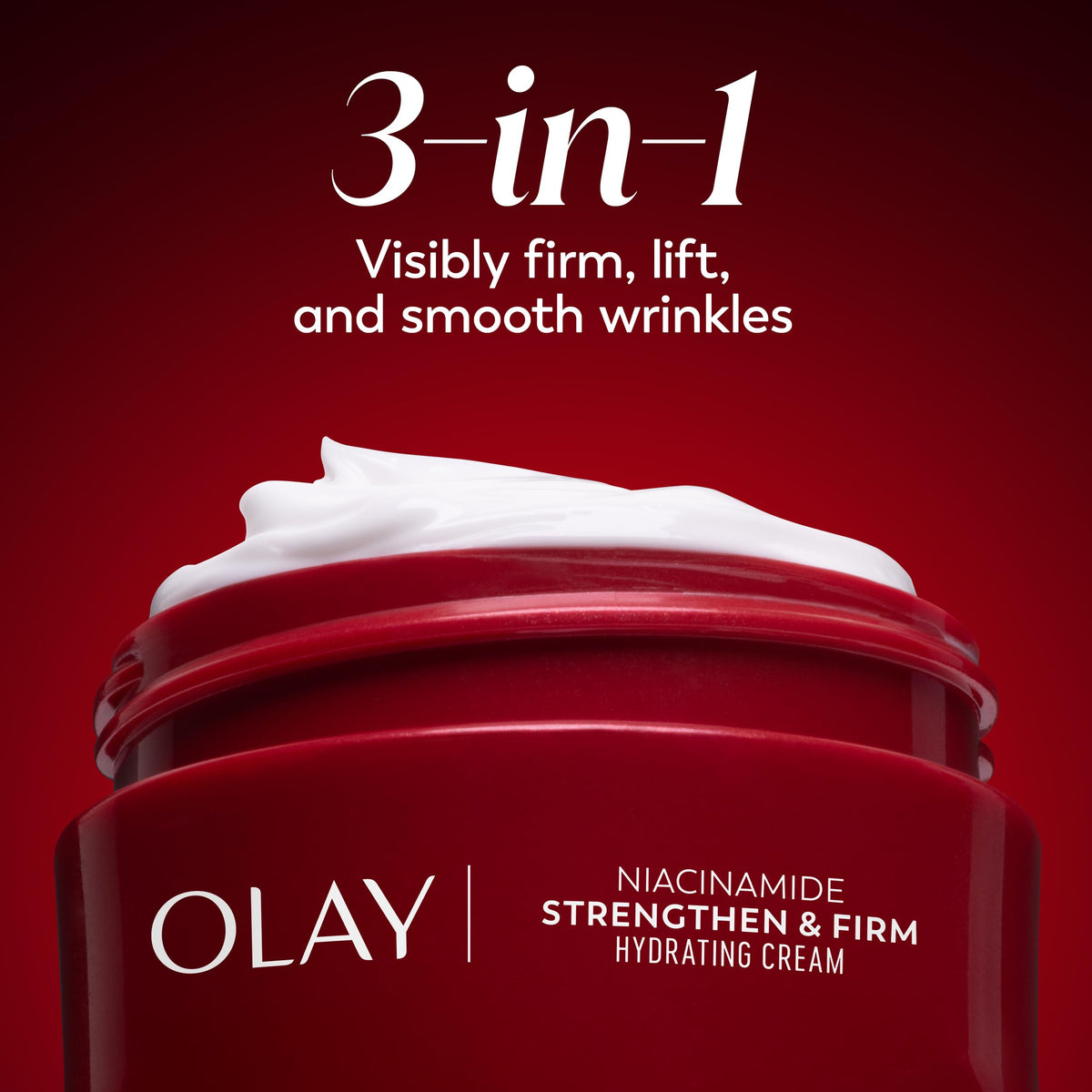 Olay woman applying moisturizer to face for hydrated, smooth skin