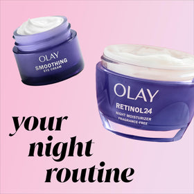 Olay before and after composite showing improved under-eye smoothness
