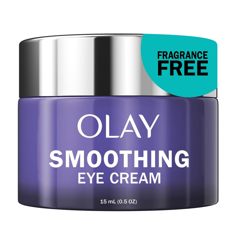 Olay jar front view showing product branding and compact design benefit
