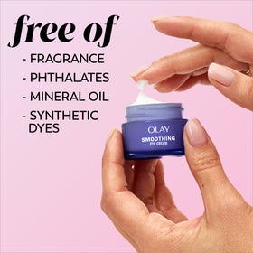 Olay jar held in hand to show 0.5 fl oz size and travel-friendly benefit