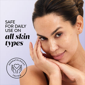 Olay label close-up highlighting fragrance-free formula and gentle formulation benefit