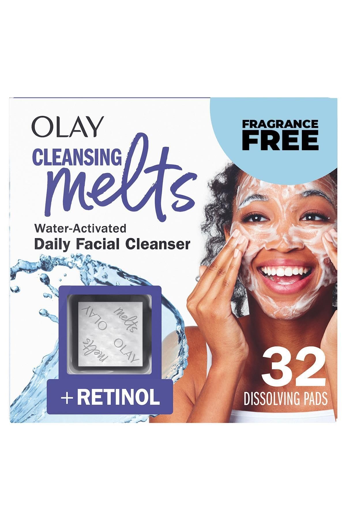 Olay front packaging showing recyclable pack and product benefit