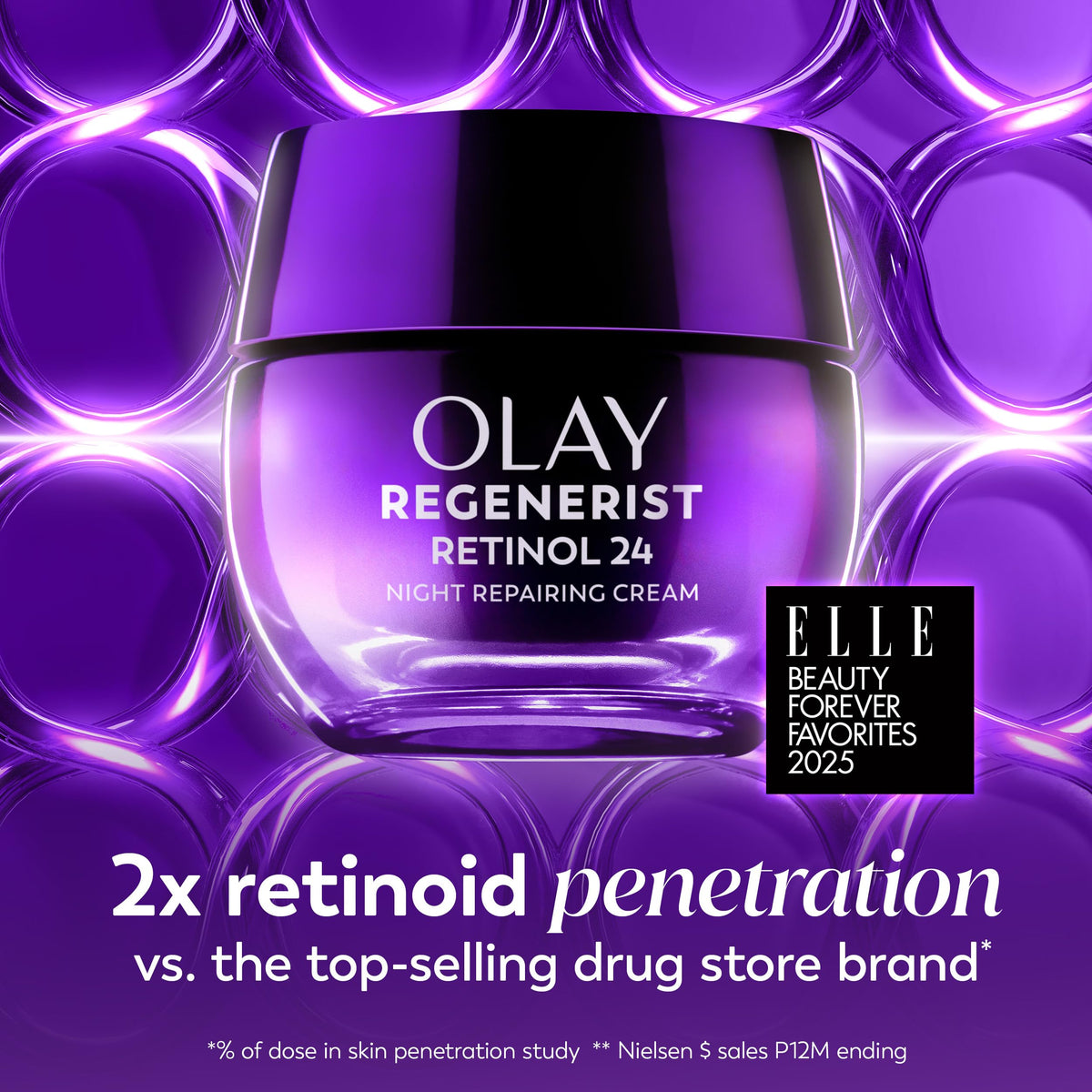 Olay retinol on bathroom shelf as part of night routine for daily use