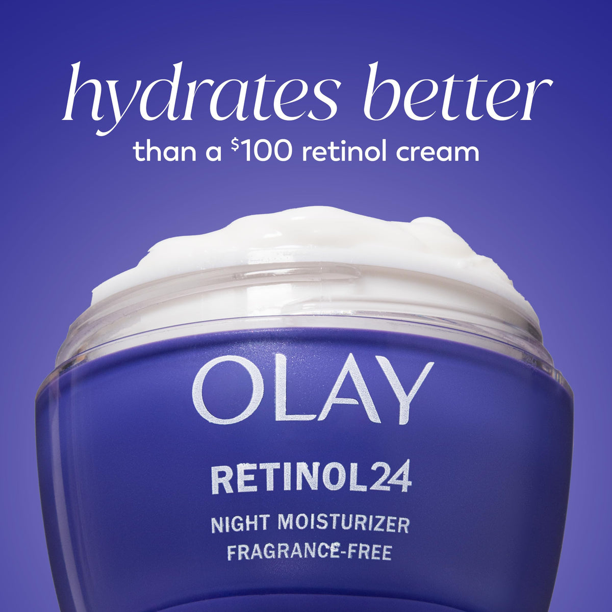Olay before and after swipe illustrating improved brightness and smoother texture