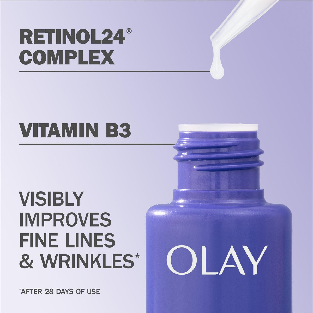 Olay Retinol 24 MAX 1.3 oz bottle next to common object for size and scale