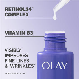 Olay Retinol 24 MAX 1.3 oz bottle next to common object for size and scale