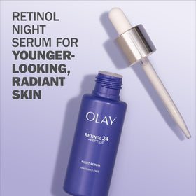 Olay Retinol 24 MAX pump dispenser detail for precise, hygienic application benefit