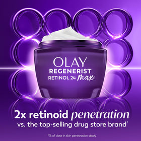 Olay jar on bathroom shelf representing easy integration into evening care