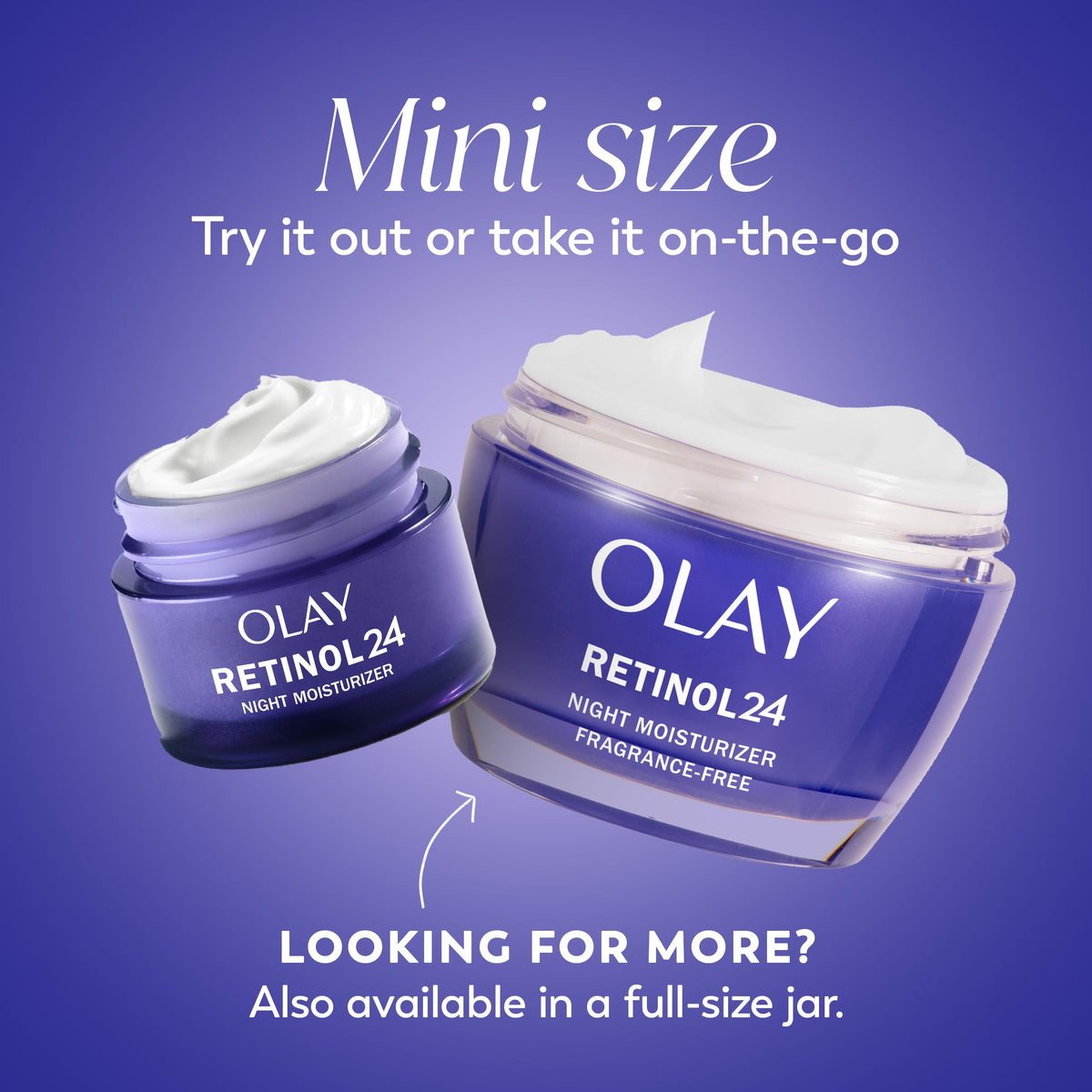 Olay cream texture in jar close-up highlighting lightweight, fast-absorbing formula