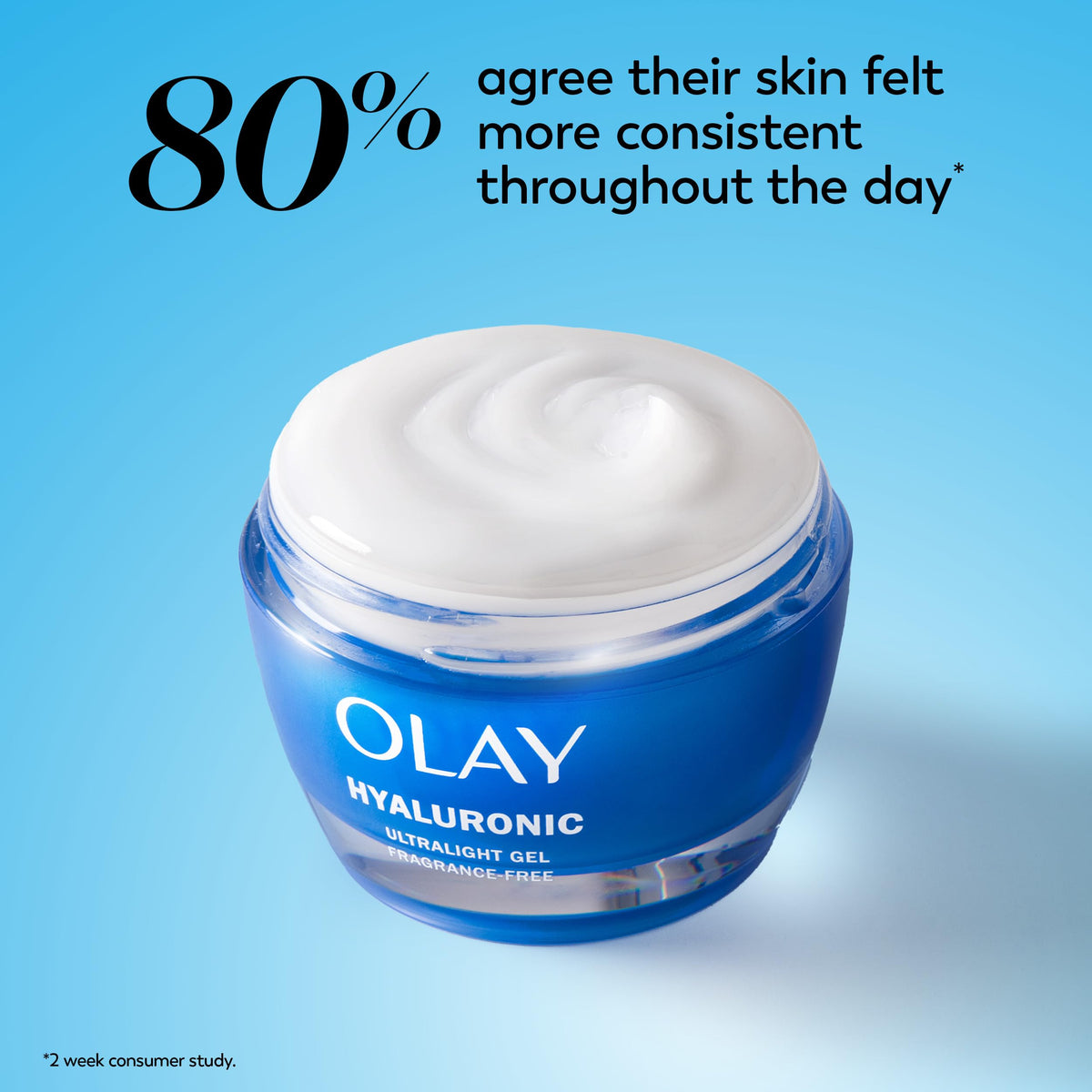 Olay jar next to a hand to show size and travel-friendly scale
