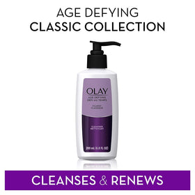 Olay bottle held to show 6.8 fl oz scale and travel-friendly size benefit