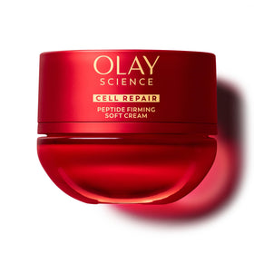 Olay Science soft cream jar front showing sleek packaging and cosmetic appeal