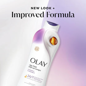 Olay bottle next to ruler for size comparison to show 22 fl oz scale