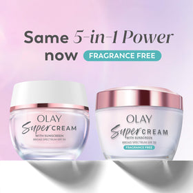 Olay Super Cream before-and-after skin texture improvement depiction