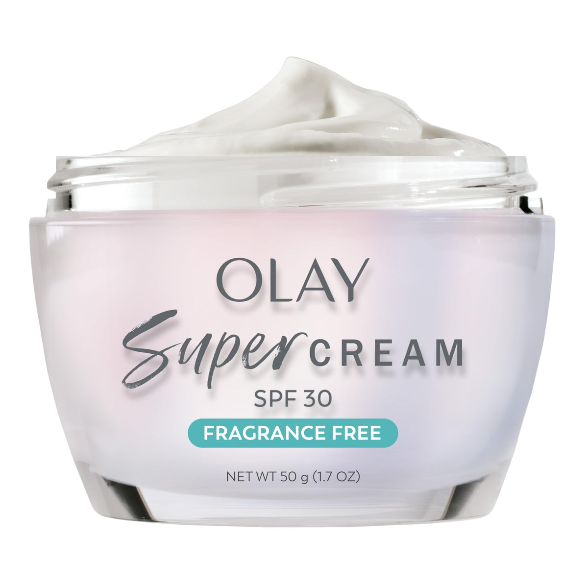 Olay Super Cream front jar showing clean packaging and SPF benefit