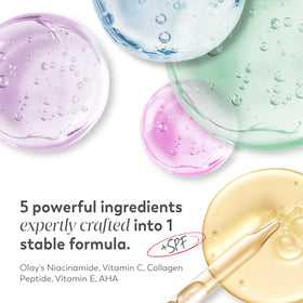 Olay cream applied on hand demonstrating SPF 30 coverage and blendability