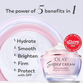 Olay cream close-up texture showing lightweight hydration and smooth finish
