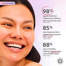 Olay ingredients display featuring Vitamin C and caffeine for brightening